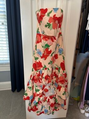Hyacinth House | Dresses | Hyacinth House Red Jacquard Feathered Reina Midi  Dress | Poshmark